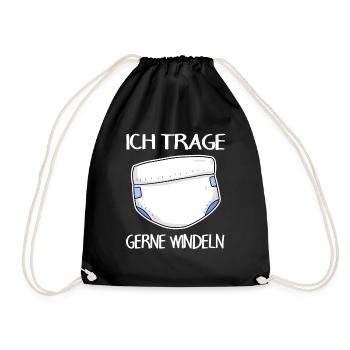 Adult Baby Windel Geschenk - Turnbeutel - Schwarz - Vorne