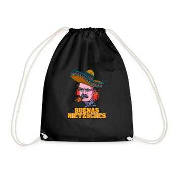 Buenas Nietzsche's motif for a philosopher - Drawstring Bag - black - Front