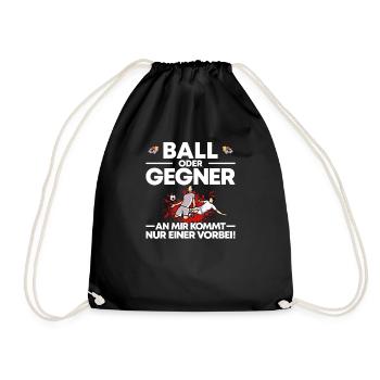 Fußball Abwehrspieler Verteidiger Geschenk - Turnbeutel - Schwarz - Vorne