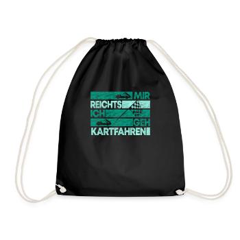 Gokart Kart Kartfahrer Kartrennen Geschenkidee - Turnbeutel - Schwarz - Vorne