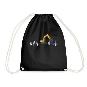 Excavator construction machinery excavator construction site wheel loader - Drawstring Bag - black - Front