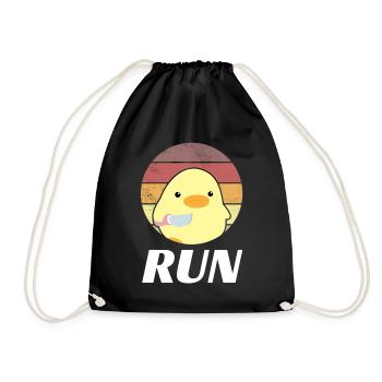 Run duck with knife meme funny saying - Drawstring Bag - black - Front
