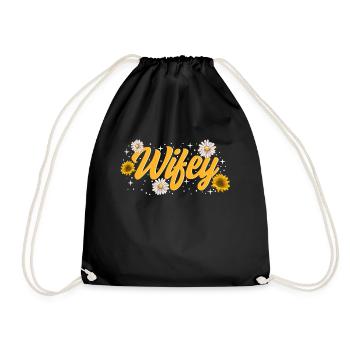 Wifey and Hubby Shirt Valentines Day Mr and Mrs - Drawstring Bag - black - Front