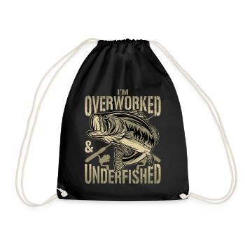 Funny angler & fisherman gift - Drawstring Bag - black - Front