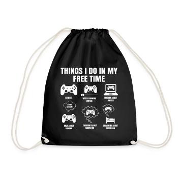 Things I Do In My Free Time Gaming - Drawstring Bag - black - Front