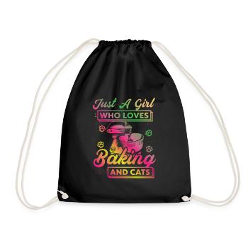 Just A Girl Who Loves Baking And Cats Vintage - Turnbeutel - Schwarz - Vorne