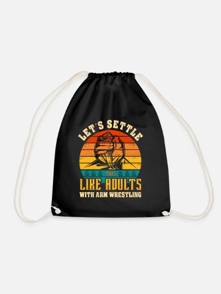 Arm wrestling arm wrestling saying arm wrestling - Drawstring Bag - black