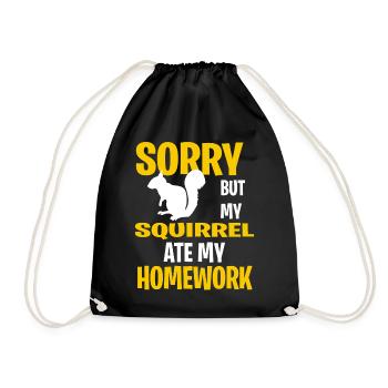 Funny Squirrel Present Idea - Drawstring Bag - black - Front