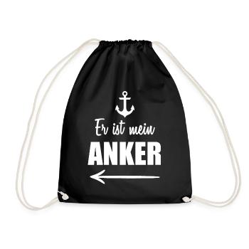 Er ist mein Anker Partnerlook - Turnbeutel - Schwarz - Vorne