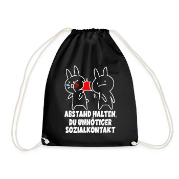 Abstand halten Du Unnötiger Sozialkontakt - Hasen - Turnbeutel - Schwarz - Vorne