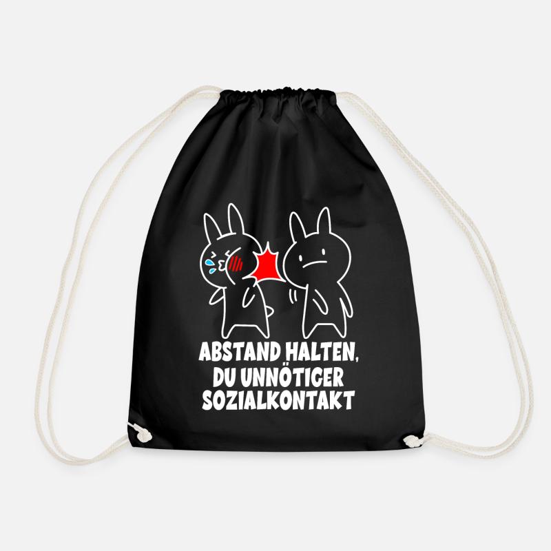 Abstand halten Du Unnötiger Sozialkontakt - Hasen - Turnbeutel - Schwarz