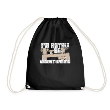 Woodturning wood lathe wood turner gift - Drawstring Bag - black - Front