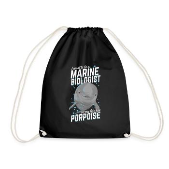 Marine Biology Porpoise Marine Biologist Gift - Drawstring Bag - black - Front