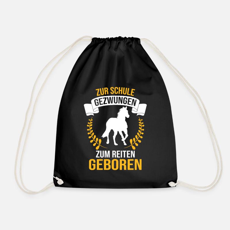 Pferd Teenager Schule - Geschenk, Geschenkidee - Turnbeutel - Schwarz
