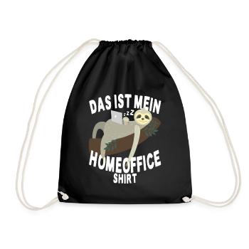 Das Ist Mein Homeoffice Shirt Faultier Heimbüro - Turnbeutel - Schwarz - Vorne