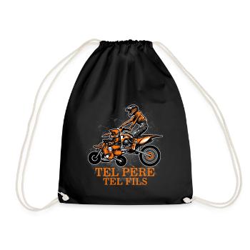 Tee shirt Motard Tel Pere Tel Fils Moto á sortie - Drawstring Bag - black - Front