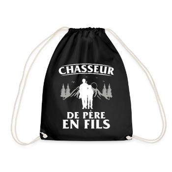 Tee Shirt Chasse Chasseur De Père en Fils Cadeau - Drawstring Bag - black - Front