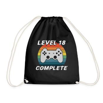 18th Birthday - Level 18 Complete - Drawstring Bag - black - Front