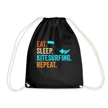Kite surfing surfer kite gift - Drawstring Bag - black - Front