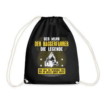 Baggerfahrer Legende Bagger Fahren Baustellen - Turnbeutel - Schwarz - Vorne