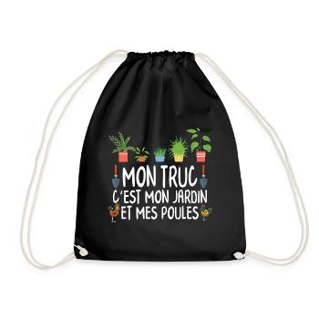 T shirt poule jardin homme cadeau jardinier femme - Drawstring Bag - black - Front