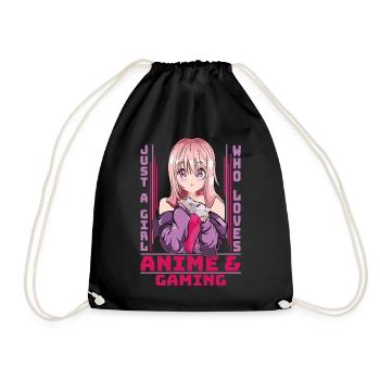 Manga Anime Gift -Anime & Video Gaming Girls - Drawstring Bag - black - Front