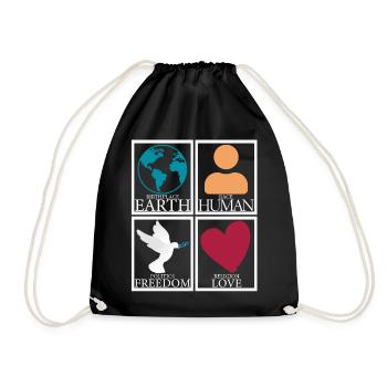 Lieu de naissance Terre Homme Liberté Amour Paix - Sac de sport léger - noir - Devant