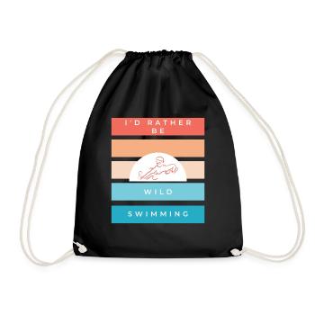 I'd rather be wild swimming vintage retro design - Drawstring Bag - black - Front