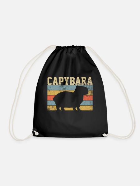 Capybara Nagetier Retro Vintage - Turnbeutel - Schwarz