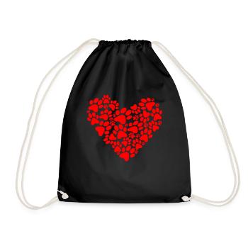 Coeurs de patte de chien coeurs - cadeau Saint Valentin - Sac de sport léger - noir - Devant