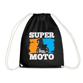 Supermoto Motorcycle Motocross Racing - Drawstring Bag - black - Front