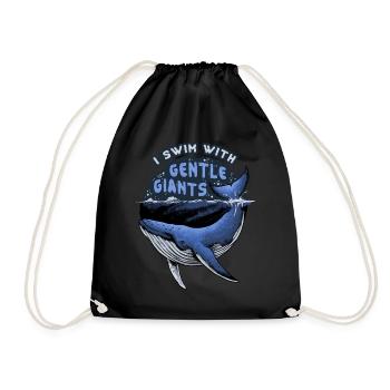 Baleine Natation Cadeau de plongée pour plongeurs Scuba - Sac de sport léger - noir - Devant