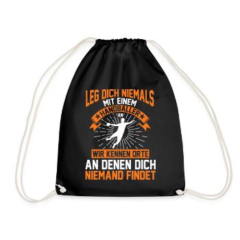 Handball Trainer Handballer Geschenk - Turnbeutel - Schwarz - Vorne