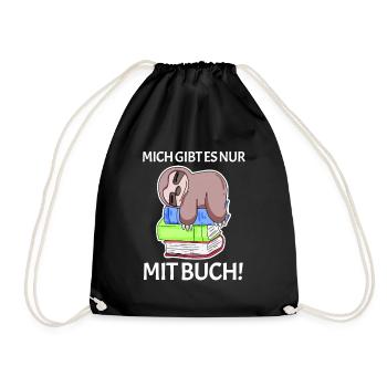 Buch Spruch Bücher lesen Leser Geschenk - Turnbeutel - Schwarz - Vorne