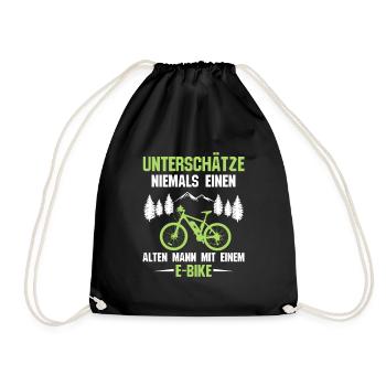 Unterschätze niemals einen alten Mann mit E-Bike - Turnbeutel - Schwarz - Vorne