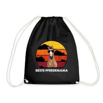 Beste Pferdemama Horse Mom - Turnbeutel - Schwarz - Vorne