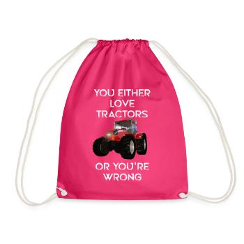 Landwirt Trecker Traktor - Turnbeutel - Fuchsia - Vorne