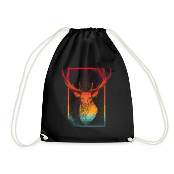 Deer Antler Deer Head Deer Wild - Drawstring Bag - black - Front