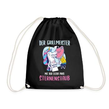 Grillmeister Einhorn Spruch Grillen Geschenkidee - Turnbeutel - Schwarz - Vorne