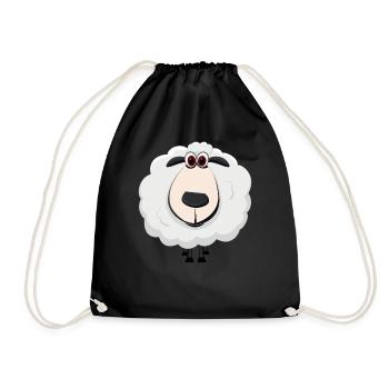 Sheep farmer shepherd sleeping sheep lamb pasture - Drawstring Bag - black - Front