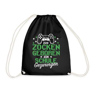 Erster Schultag Einschulung Gaming Schulkinder - Turnbeutel - Schwarz - Vorne