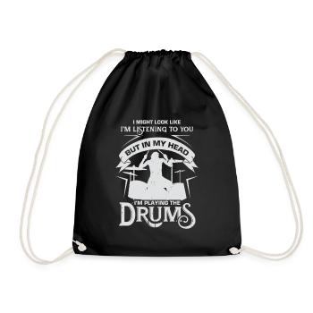 Batterie musique musiciens batteur cadeau - Sac de sport léger - noir - Devant
