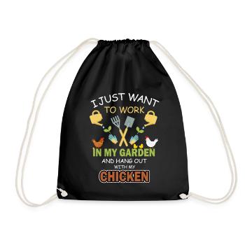 Jardin jardin jardinier poulet poulet paysan plantes - Sac de sport léger - noir - Devant