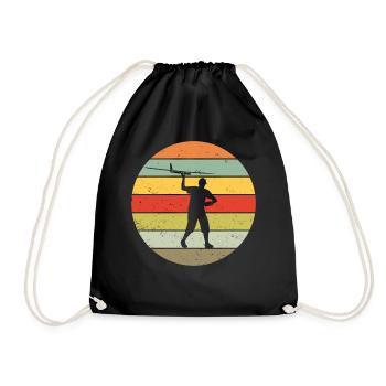 Modellflug Modellbauer Flugzeug Retro Geschenk - Turnbeutel - Schwarz - Vorne