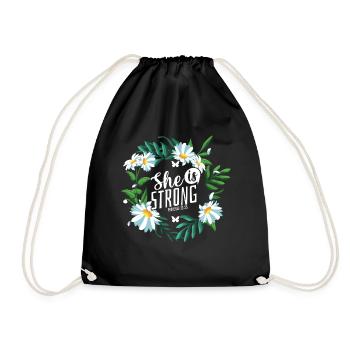 Christlicher Bibelvers Religion Blume - Turnbeutel - Schwarz - Vorne
