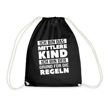 Mittleres Kind Geschwister Geschenk - Turnbeutel - Schwarz - Vorne