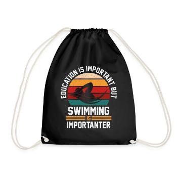 Schwimmteam Rettungsschwimmer Geschenk - Turnbeutel - Schwarz - Vorne