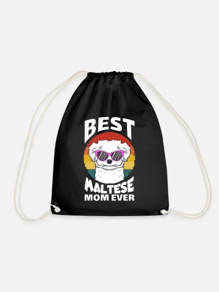 Best Maltese Mom Ever Best Maltese Dog Mom Vintage - Drawstring Bag - black