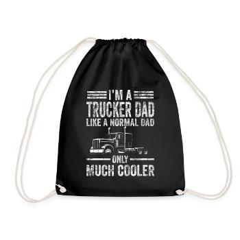 Trucker Dad Truck Driver Dad Father's Day Gift - Drawstring Bag - black - Front