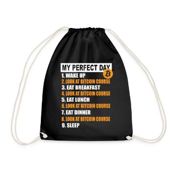 My Perfect Day Bitcoin - Cryptocurrency Daily Schedule - Drawstring Bag - black - Front